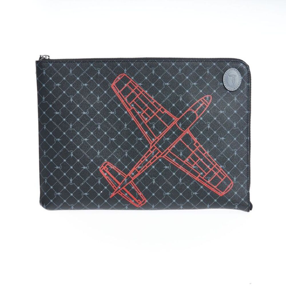 Trussardi Black Leather Men Men's Clutch